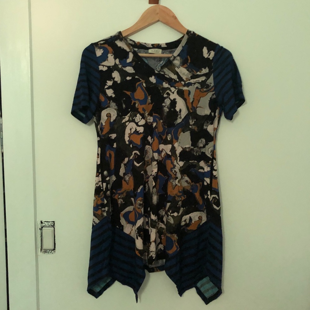 LOGO by Lori Goldstein Mixed print tunic